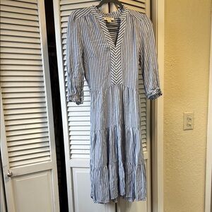 Blue and White Striped Dress